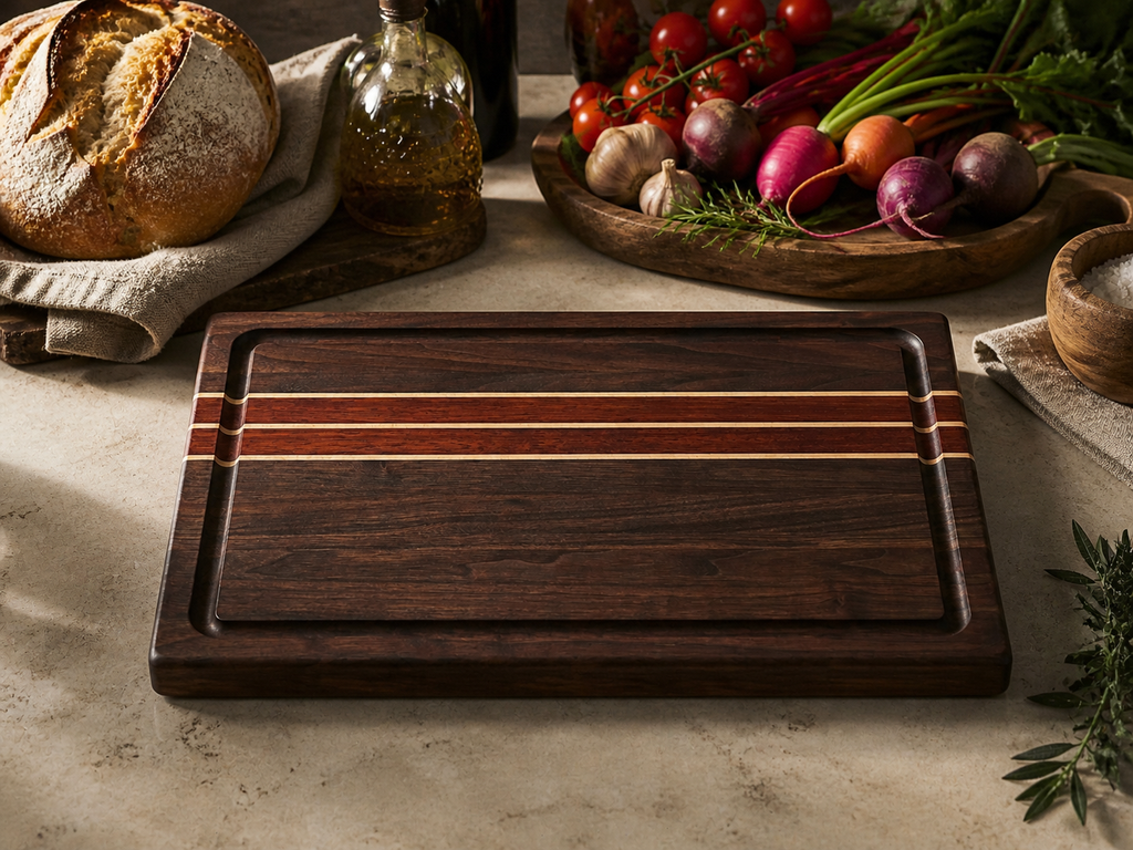 Edge Grain Cutting Board | Walnut, Padauk & Maple