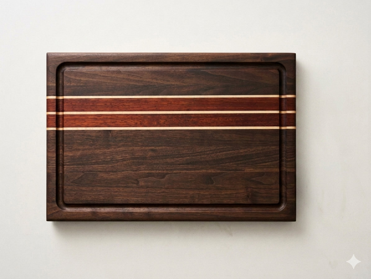 Edge Grain Cutting Board | Walnut, Padauk & Maple